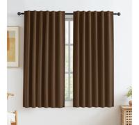 KEQIAOSUOCAI Cocoa Brown Linen Blackout Curtains Back Tab Rod Pocket Hook Belt Privacy Assured Light Bloacking Window Curtains for Bedroom Bathroom W50 x L63 Inch 2 Panels Set Dark Chocolate Brown