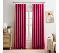 KEQIAOSUOCAI Custom Pleated Curtains Hot Pink Color, Heat Blocking Window Treatment for Bedroom Vertical Draft Blackout Blinds for Living Room 40 Wide by 90 Inch Long, 2 Panels, Hot Pink, Pinch Pleat