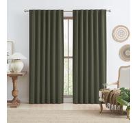 KEQIAOSUOCAI Dark Olive Green Blackout Curtains 84 Inches Long 2 Panels Set- Faux Linen Textured Black Out Thermal Insulated Noise Reduction Winodw Draper for Bedroom and Living Room 50x84-in