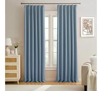 KEQIAOSUOCAI Dusty Blue Pinch Pleated Curtains 126 Inches Long Room Darkening Draperies Luxury Decor for Living Room Nursery (Stone Slate Blue 40x126 Inch 2 Panels)