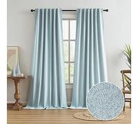 KEQIAOSUOCAI Extra Long 120 Inch Full Blackout Curtains for Large Window, Linen Textured Back Tab Hook Belt Pleated Tall Drapes for Living Room Dining 2 Panels Set, 50 Wide, 10 FT, Light Sky Blue