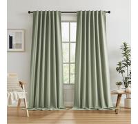 KEQIAOSUOCAI Extra Long Blackout Linen Curtains 120 Inches Long, Back Tab Loop Pocket Hook Belt Long Drapes for High Ceiling Loft Living Room 50 x 120 Inch, 10 FT Tall, 2 Panels, Sage Green