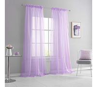 KEQIAOSUOCAI Light Purple Sheer Curtains 108 Inches Long Bedroom Party Backdrop Lilac Lavender Sheer Voile Rod Pocket Drapes Panels for Living Room Kids Baby Room 2 Pieces 52x108