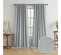 KEQIAOSUOCAI Linen Linen Extra Long Blackout Curtains 132" for High Ceiling Living Room Rear Bar Pocket with Flap Belt Pleated Appearance Thick Vertical Curtains for 2 Tiers, 2 Panels, 127cm
