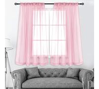 KEQIAOSUOCAI Set of 2 Girls Room Baby Pink Sheer Curtains Panels for Kids Nursery Bedroom Living Room Rod Pocket Sheer Voile Drapes Each is 52 Inches Wide by 63 Inches Long