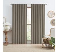 KEQIAOSUOCAI Taupe Blackout Curtains 96 Inches Long 2 Panels Back Tab Pocket Hook Belt Burlap Canvas Look Country Farmhouse Drapes for Living Room Sack Crude Sand Beach Decor 50 Wide