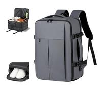 KEQIKAI 17 Inch Expandable Laptop Travel Backpack for Business Work College, 35L Carry On Backpack Airline Approved, K47-grey, M, Classic