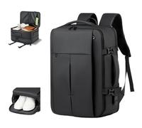 KEQIKAI 17 Inch Expandable Laptop Travel Backpack for Business Work College, 35L Carry On Backpack Airline Approved, K47-black, M, Classic