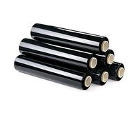 Keraiz 6 rolls of Shrink Pallet Stretch wrap Cling 400mm wide on a roll Black Colour 17mu