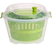 Keraiz Plastic Salad Spinner - Large Capacity Fruit and Vegetable Dryer/Built in draining System for Fresh, Crisp, Clean Salad (Green)