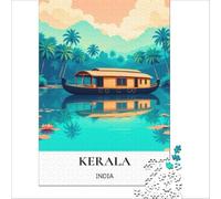Kerala Backwater Houseboat 1000 Piece Jigsaws for Adults | fun group activity for friends to enjoy together at a games night with snacks drinks and laughter to enjoy at home38x52cm