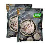 Kerala Delights Sliced Coconut 400g Fresh Ready-to-Use Coconut Slices for Cooking and Snacking Frozen Coconut No Preservatives No Artificial Colors Product from India Pack of 2