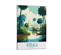 Kerala India Vintage Travel Canvas Art Print Office Family Bedroom Decorative Posters Gift Wall Decor Poster 12x18inch(30x45cm) Frame