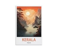 Kerala India Vintage Travel Poster 16x24inch(40x60cm) Canvas Print for Living Room, Bedroom, Dorm, Home, Office Wall Decoration