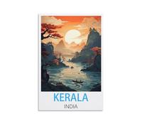 Kerala India Vintage Travel Poster 20x30inch(50x75cm) Wall Decor Painting Canvas Wall Art Living Room Poster Bedroom