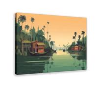Kerala Inland Waters Poster Canvas Poster for Office Decor Gift