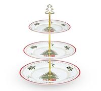 keramwerk 3 Tier Christmas Cake Stand 10", 9" and 7" Ceramic Xmas Tree Tiered Cupcake Display Holder Tower for Holiday Party Serving Desserts Treats