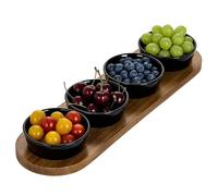 keramwerk 6oz Black Ceramic Chips and Dip Serving Platter for Olive Cracker Tray,Small 4Inch Bowls Cranberry Sauce Relish Dish for Appetizer,Side Dishes,Cheese Ball,Dipping,Dessert,Salsa,Tapas