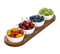 keramwerk 6oz White Ceramic Chips and Dip Serving Platter for Olive Cracker Tray,Small 4Inch Bowls Cranberry Sauce Relish Dish for Appetizer,Side Dishes,Cheese Ball,Dipping,Dessert,Salsa,Tapas