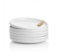 keramwerk Ceramic Appetizer Plates Set of 6,Small Mini Dessert Plates 6 inch,White Round Salad Plate,Porcelain Cake Plates for Waffle,Pie,Saucers,Snack,Cat Dishes,Microwave & Dishwasher Safe
