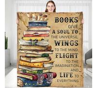 KERAOO Books Give A Soul to The Universe Reading Blanket for Book Lovers, Book Reading Librarian Gifts Throw Blanket, Graduation Birthday Gift for Reading Lover Daughter Sister Bestie