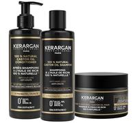Kerargan - Hair Growth Castor Oil Trio Shampoo, Conditioner & Mask for Dry, Brittle or Devitalized Hair - Accelerates Growth - Sulfate-Free, Silicone-Free - 3x250ml