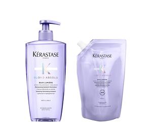 Kérastase Blond Absolu Bain Lumiere 500ml & Blond Absolu Shampoo Refill Pouch 500ml Duo