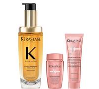 Kérastase Elixir Ultime L'Huile Originale Hair Oil 75ml for all hair types with FREE Mini Deluxe Chroma Absolu Shampoo 30ml and Mask 30ml Duo