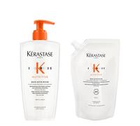 Kérastase Nutritive Bain Satin Riche Shampoo Refillable Bottle 500ml & Shampoo Refill Pouch 500ml Duo