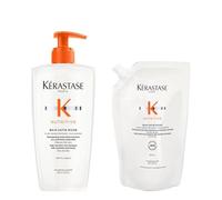 Kerastase Nutritive Bain Satin Riche Shampoo Refillable Bottle 500ml & Shampoo Refill Pouch 500ml Duo
