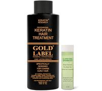Keratin Hair Treatment Gold Label 120ml FORMALDEHYDE-FREE Professional Results Brazilians Blowout Hair Straightening Treatment with Clarifying Shampoo Enhanced Designed for Coarse Curly Hair