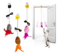 Keratobleem 3 Pack Door Hanging Interactive Mice Toys, Cat Toys for Indoor Cats Adult Kitten, with Squeaky Sound and Feather Tail, No Batteries Required, Kitten Toys, Cat Enrichment Boredom Mouse Toy