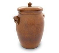 KERAZO Traditional Rum Pot 7L Brown Stoneware Rumtopf with Lid - Ideal for Preserving and Fermenting Fruits, Handmade Ceramic Jar
