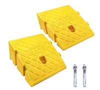 Kerb Ramps, Curb Ramp, Portable Lightweight Ramps 2PCS Threshold Ramps, for Driveway, Sidewalk, Car, Scooter, Set of 2 with 2 Expansion Bolts (Yellow-10.6"x9.8"x5.1"-2pcs)