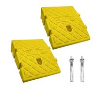 Kerb Ramps,Portable Lightweight Curb Ramp Driveway,Threshold Ramps,for Driveway,Sidewalk,Car,Scooter,Set of 2 with 2 Expansion Bolts. (yellow-11cm(H) x 2PCS)