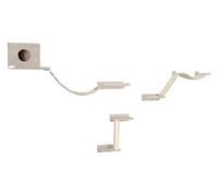 Kerbl Pet Mount Everest Climbing Wall for Cats, 9 Pieces, 1 x Ramp, 1 x Hammock, 1 x Suspension Bridge, 3 x Kickboard, 1 x Cave, 1 x Lying Board, 1 x Sisal Column, up to 10 kg, Beige