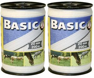 Kerbl Corral TR-CRL0505 Basic Fencing Tape - White, 20 mm x 200 m (Pack of 2)