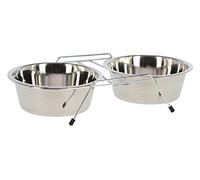 Kerbl Double Bowl Stand Including 2 Stainless Steel Bowls, No Slipping, Stable
