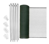 Kerbl Hobbyfarming Multifence Universal Fence 12 m Long 0.90 m High 8 Mounting Poles 16 U-Pegs Green