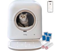 Kerbl Pet Cat Toilet Smart Cat Litter Litter Box Automatic Cat Toilet, White, 54 X 54 X 60 Cm, Wifi, For Cats From 1.5 kg, Self-Cleaning, App Control, 6-Liter Collection Container, Uv-Sterilization