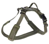 Kerbl Pet Dallas Olive Green Dog Harness Neck 62-85cm Chest 72-96cm Nylon Y Shape Reflective with Clip Fastener for Medium Large Dogs