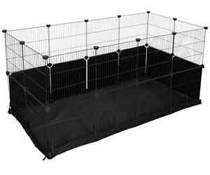 Kerbl Pet Indoor Enclosure Hoppla, Extra High, 24 Elements, Nylon Base, Tool-Free Assembly, Suitable for Young Animals, Black, 144 x 72 x 72 cm