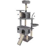 Kerbl Pet Levi Cat Scratching Post for Large Cats, Fashionable Cat Scratching Post with Cave, Grey, Height 167 cm, Sisal Columns, Plush Balls