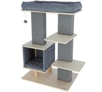 Kerbl Pet Noah IV Cat Scratching Post Grey/Natural 75 x 50 x 106 cm Birch Plywood for Large/Heavy Cats with Sisal Column Multiple Lying Surfaces Washable