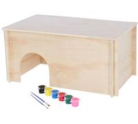 Kerbl Pet Rodent House for Painting, Removable Flat Roof, Easy Assembly, Safe Watercolour, for Rabbits and Rodents, 50 x 29 x 24 cm