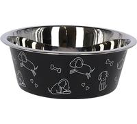 Kerbl Pet Stainless Steel Bowl Approx. 1800 ml Black with Motif