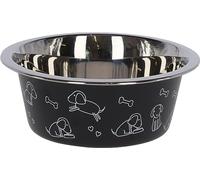 Kerbl Pet Stainless Steel Bowl Approx. 900 ml Black with Motif
