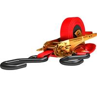 Kerbl Quickloader Automatic Lashing Straps, S-Hook, 400 Kg | Red, 1-piece, direct 400 kg, folded 800 kg, car article lashing strap, ratchet lashing strap