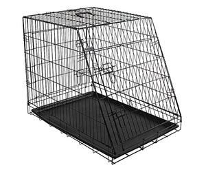 Kerbl Slanted Front Dog Cage Collapsible 2 Doors, 92 x 63 x 74 cm, Black
