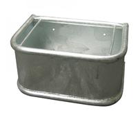 Kerbl Trough Rectangular , Heavy Design, Hot-Dip Galvanised,Grey (zinc) | 45 × 34 × 24 cm, 35 L, hot-dip galvanised metal, with round pipes and drain plug for horses and cattle